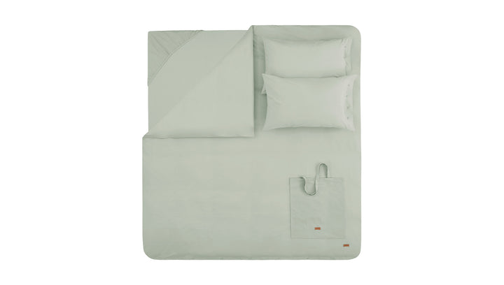 Povlečení Plain Set, s prostěradlem, na dvoulůžko, z bavlny Renforcé, světle zelené, 200x220 cm