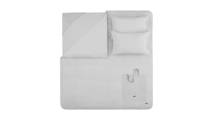 Povlečení Plain Set, s prostěradlem, na jednolůžko, z bavlny Renforcé, šedé, 160x220 cm