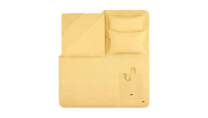 Povlečení Plain Set, s prostěradlem, na jednolůžko, z bavlny Renforcé, žluté, 160x220 cm