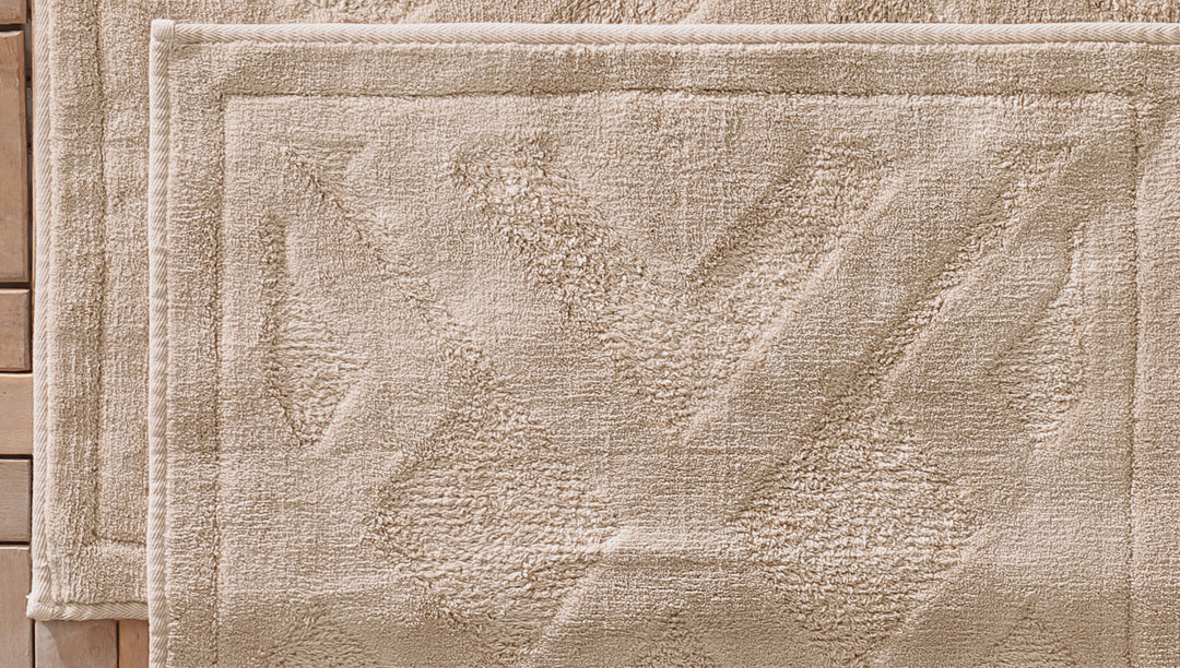 Milo Cotton Bath Mat Set, 2 pcs, Beige, 60x100 cm + 50x60 cm