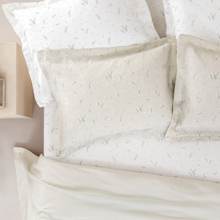 Bamboo Throw Set Ramona, with Fitted Sheet and Pillowcase, Beige, 160x220 cm