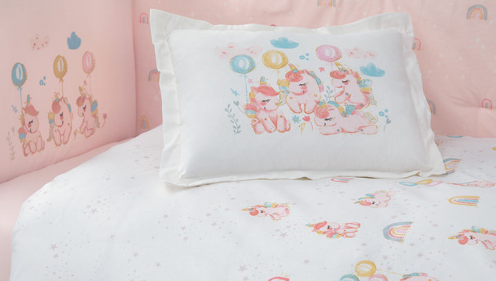 Set přikrývky a polštáře do dětské postýlky Unicorn, povlečení, prostěradla a povlaků na polštář