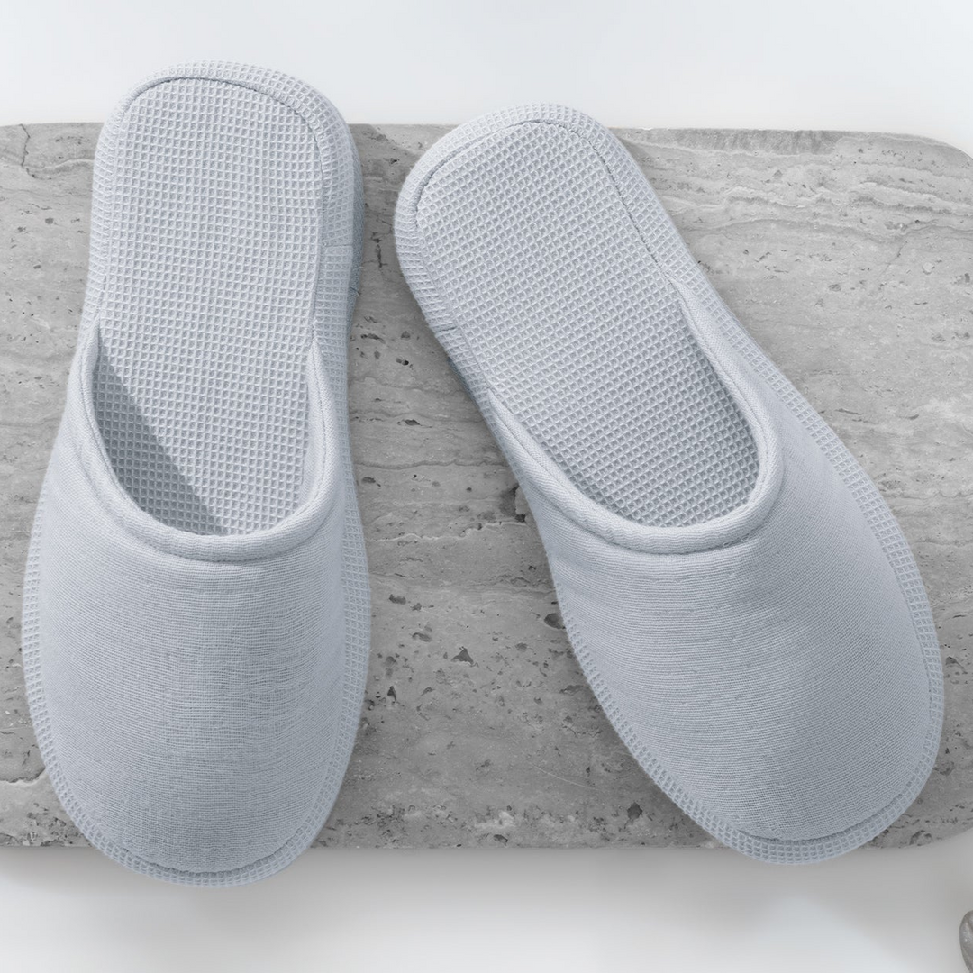 Waffle Slippers Harold, 100% Cotton, grey, size 36-38