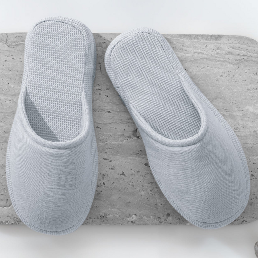 Waffle Slippers Harold, 100% Cotton, grey, size 36-38