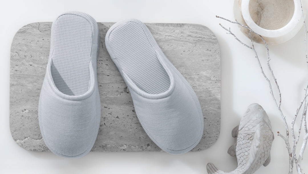 Waffle Slippers Harold, 100% Cotton, grey, size 42-44