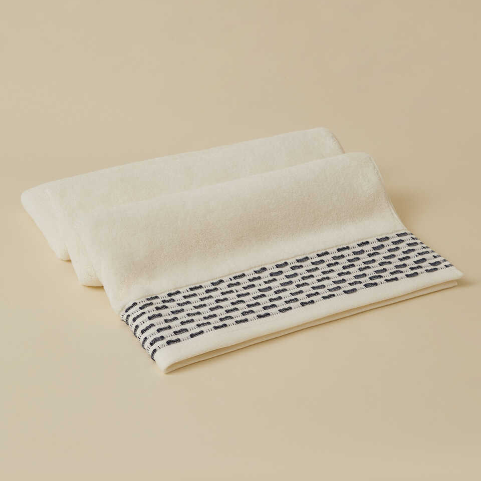 Cotton Towel Calm, 100% Premium Cotton, cream/blue, 30x50 cm
