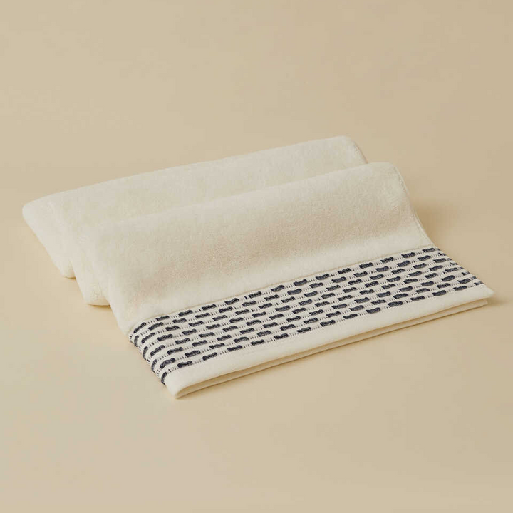 Cotton Towel Calm, 100% Premium Cotton, cream/blue, 30x50 cm