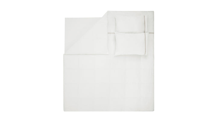 Povlečení Clair, s prostěradlem, na dvoulůžko/prodloužené, z bavlněného perkálu, bílé, 240x220 cm