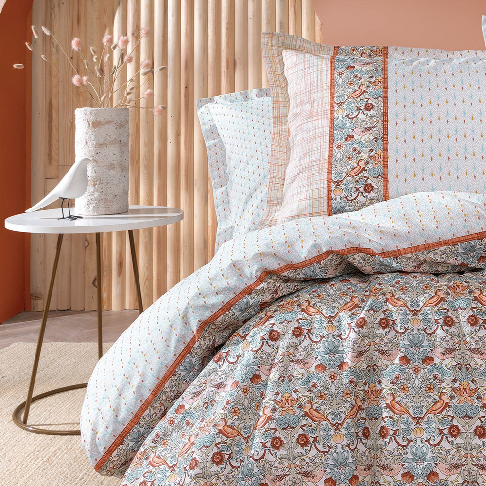 Renforcé Cotton Duvet Cover Set Laveta, with Bed Sheet, 200x220 cm