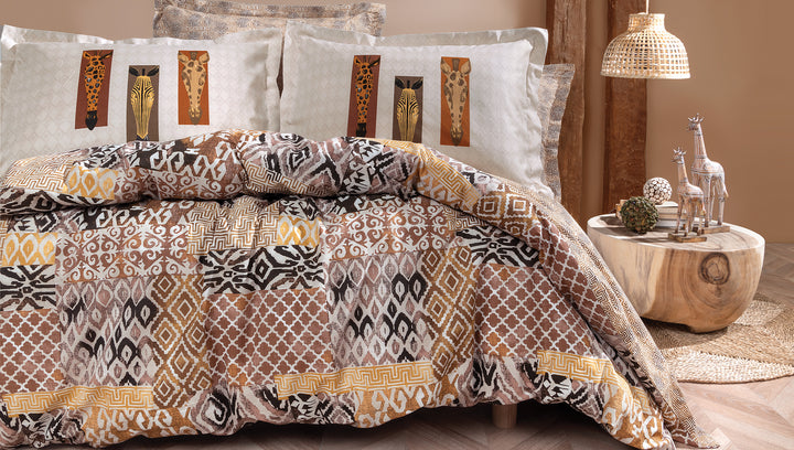Renforcé Cotton Duvet Cover Set Mauren, with Bed Sheet, 200x220 cm