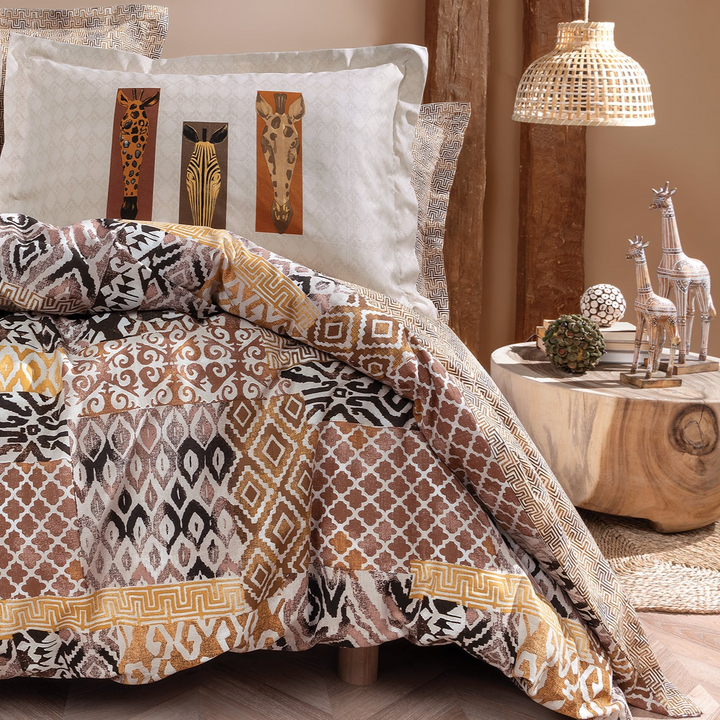 Renforcé Cotton Duvet Cover Set Mauren, with Bed Sheet, 200x220 cm