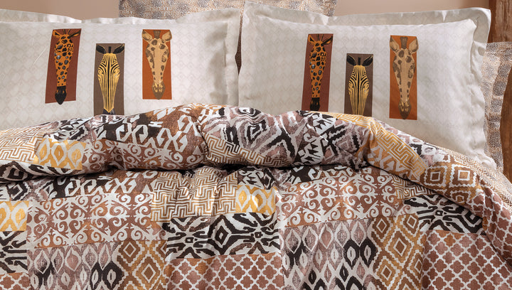Renforcé Cotton Duvet Cover Set Mauren, with Bed Sheet, 200x220 cm