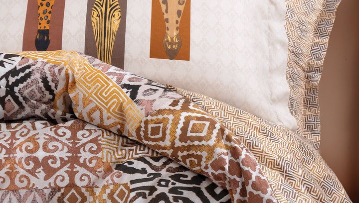 Renforcé Cotton Duvet Cover Set Mauren, with Bed Sheet, 200x220 cm