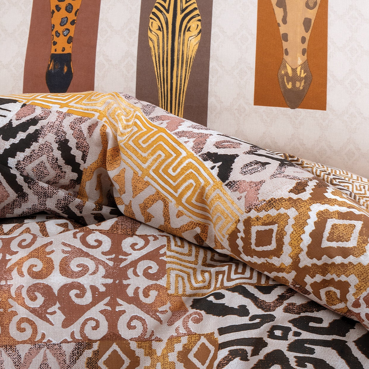 Renforcé Cotton Duvet Cover Set Mauren, with Bed Sheet, 200x220 cm