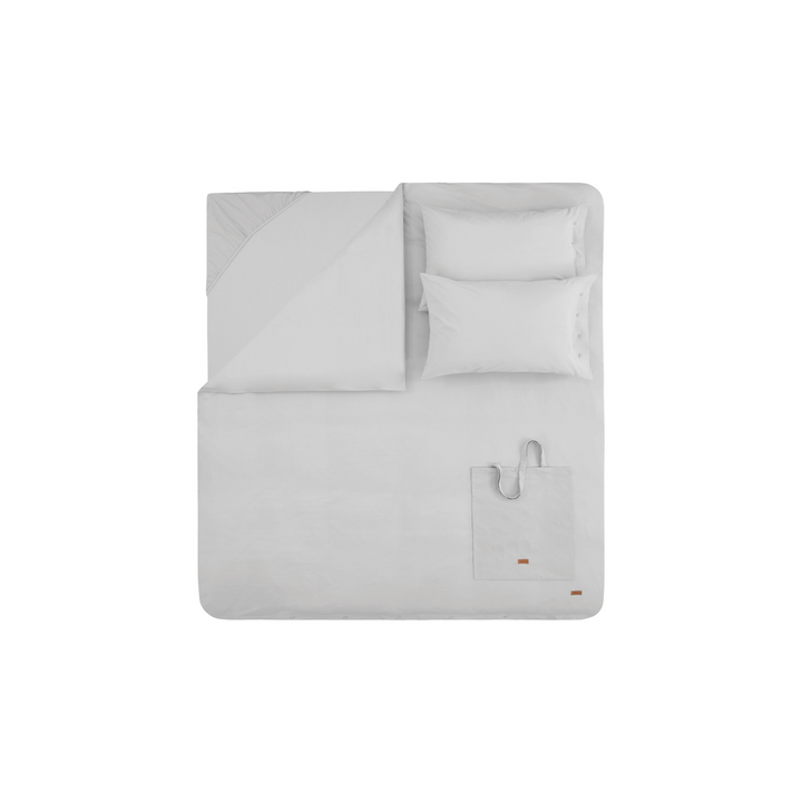 Povlečení Plain Set, s prostěradlem, na jednolůžko, z bavlny Renforcé, šedé, 160x220 cm