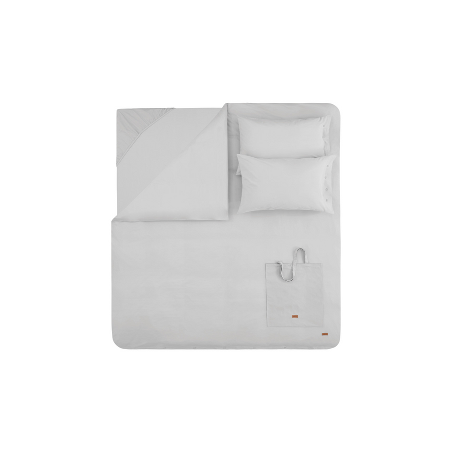 Povlečení Plain Set, s prostěradlem, na jednolůžko, z bavlny Renforcé, šedé, 160x220 cm