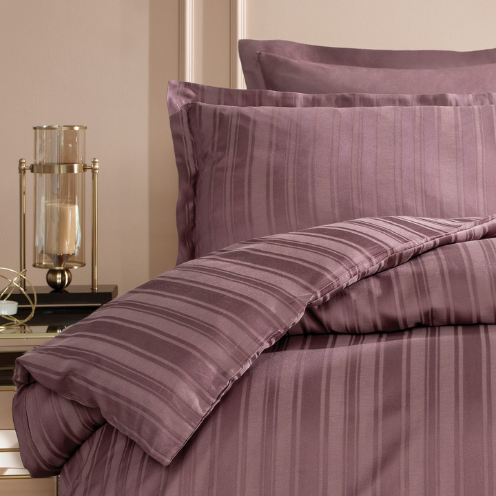 Shelly Jacquard Duvet Cover Set, with Bed Sheet, Bamboo Sateen, Purple, 240x220 cm