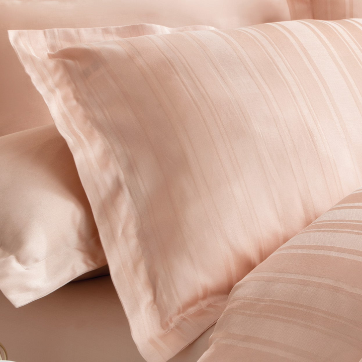 Shelly Jacquard Duvet Cover Set, with Bed Sheet, Bamboo Sateen, Pink, 240x220 cm