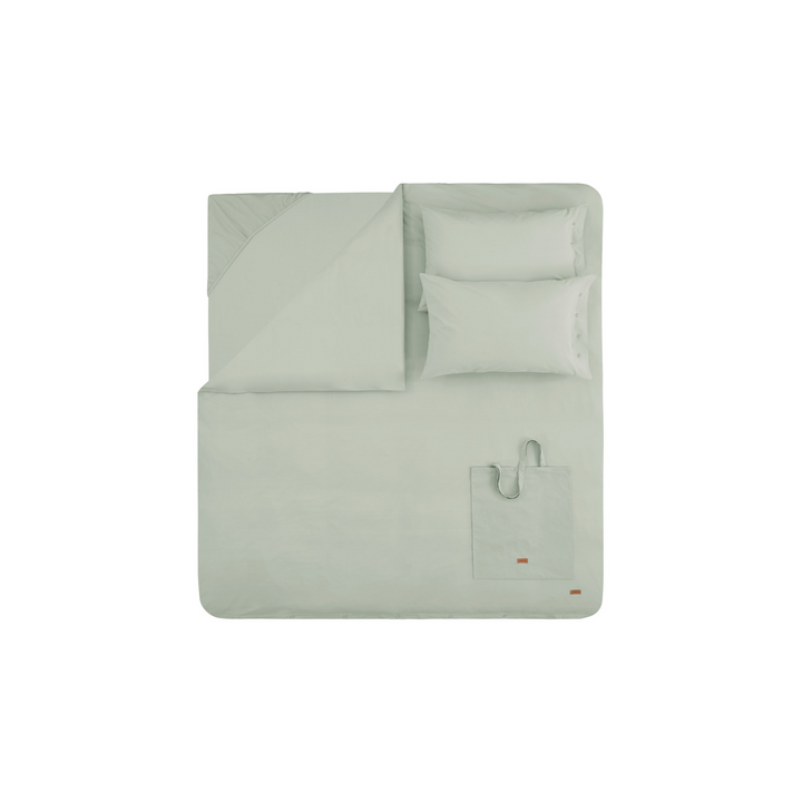 Povlečení Plain Set, s prostěradlem, na jednolůžko, z bavlny Renforcé, světle zelené, 160x220 cm