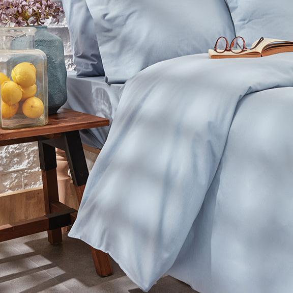 Renforcé Cotton Duvet Cover Plain, 100% Cotton, light blue, 200x200 cm