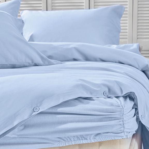 Renforcé Cotton Duvet Cover Plain, 100% Cotton, light blue, 200x200 cm
