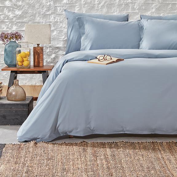 Renforcé Cotton Duvet Cover Plain, 100% Cotton, light blue, 200x200 cm