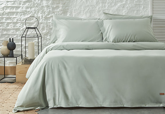 Renforcé Cotton Duvet Cover Plain, 100% Cotton, light green, 180x200 cm