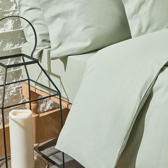 Renforcé Cotton Duvet Cover Plain, 100% Cotton, light green, 180x200 cm