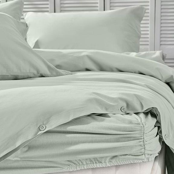 Renforcé Cotton Duvet Cover Plain, 100% Cotton, light green, 180x200 cm