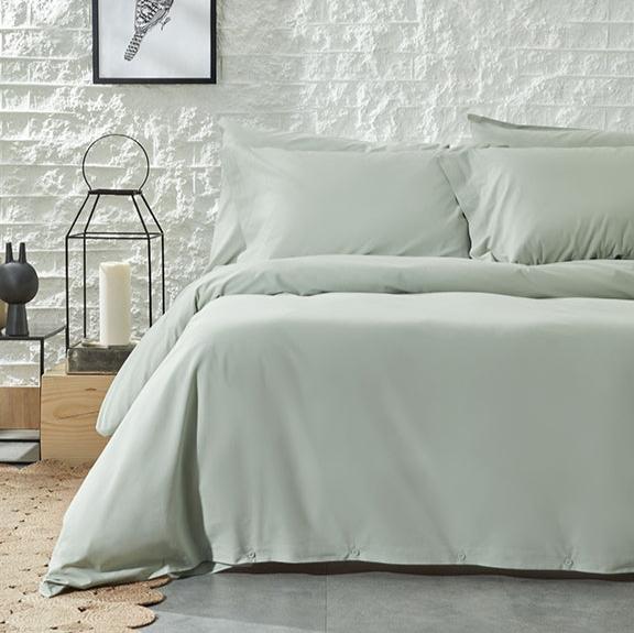 Renforcé Cotton Duvet Cover Plain, 100% Cotton, light green, 180x200 cm