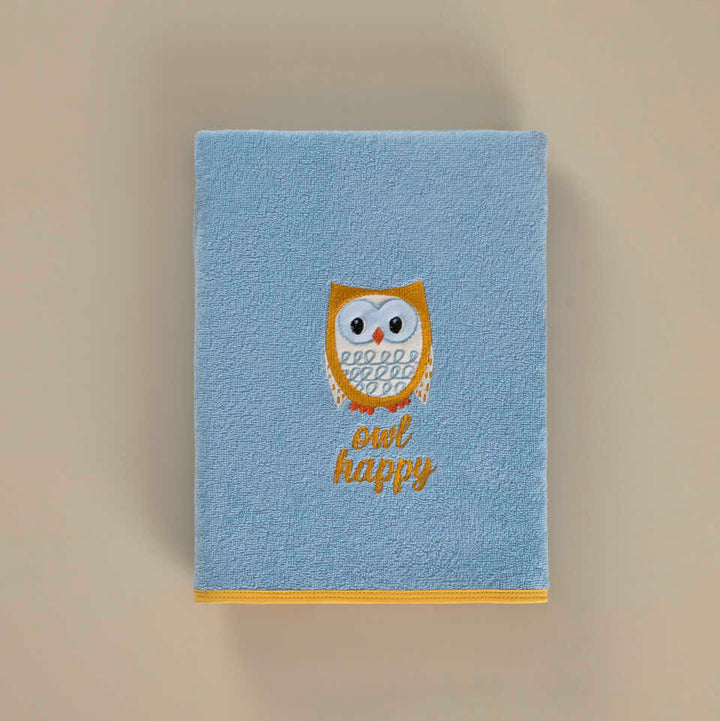 Dětský osuška Owl, z Bio bavlny, modré, 70x130 cm