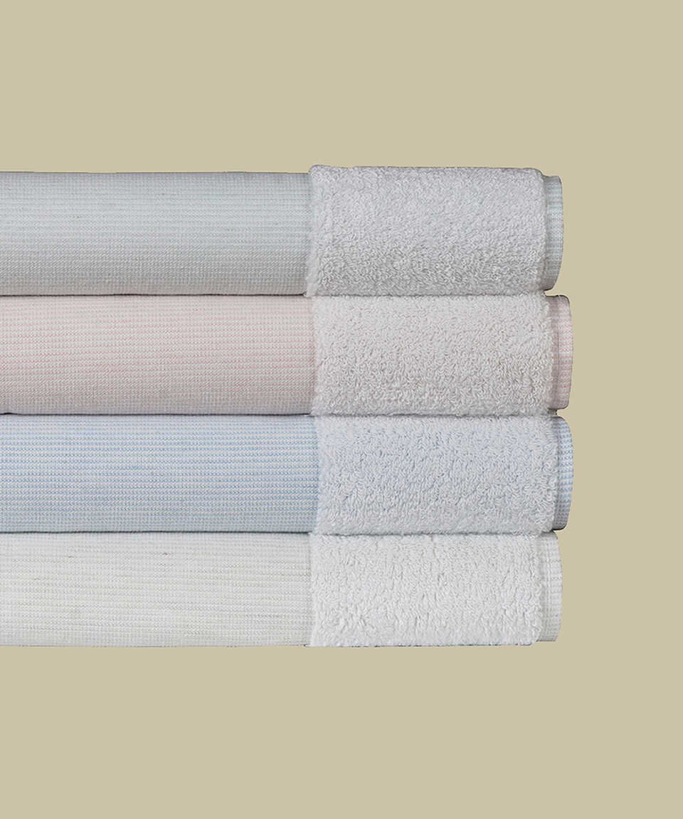 Koupelnová předložka Kilyos, s příměsí lnu, modrá, 50x85 cm