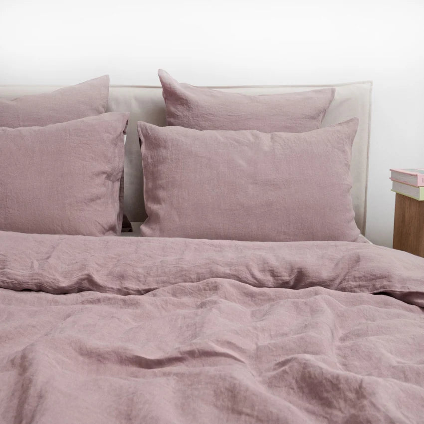 Ashes of Roses Linen Duvet Cover Set, 200x200 cm, Linen Tales