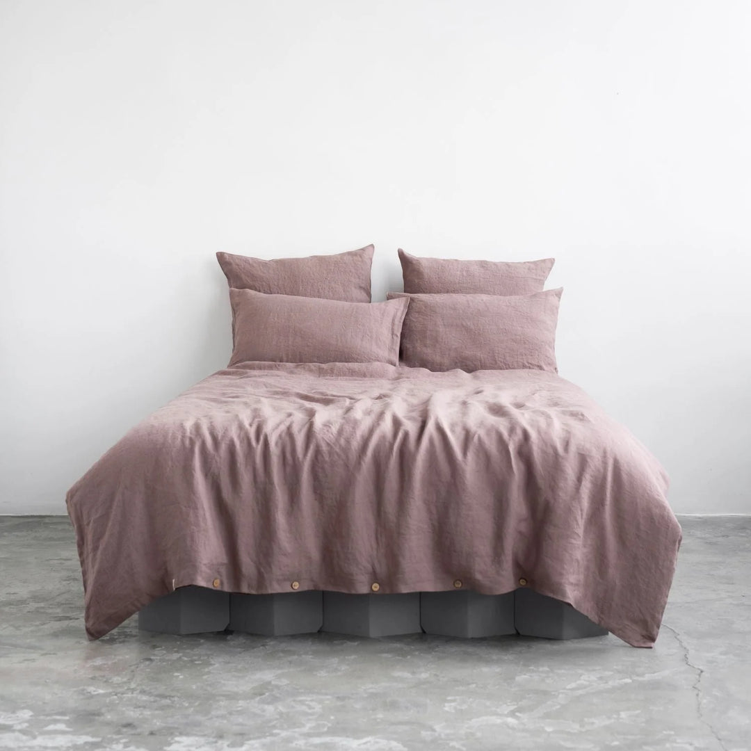Ashes of Roses Linen Duvet Cover Set, 200x200 cm, Linen Tales