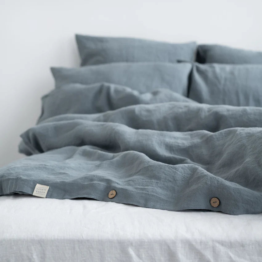 Blue Fog Linen Duvet Cover Set, 140x200 cm, Linen Tales