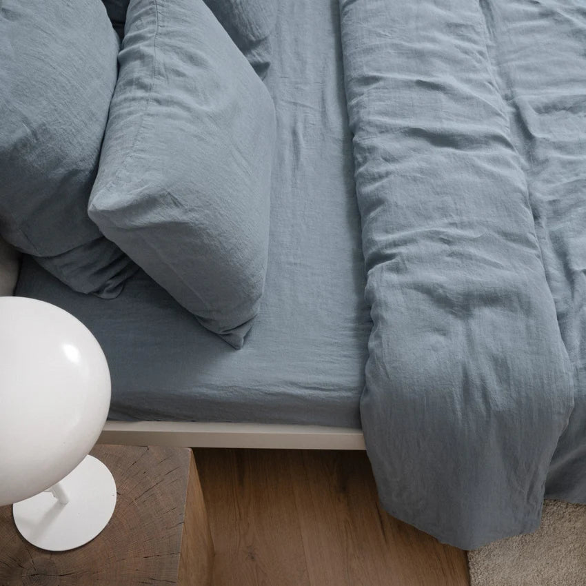 Blue Fog Linen Duvet Cover Set, 140x200 cm, Linen Tales