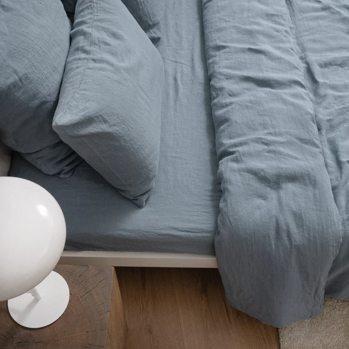 Blue Fog Linen Duvet Cover Set, 140x200 cm, Linen Tales