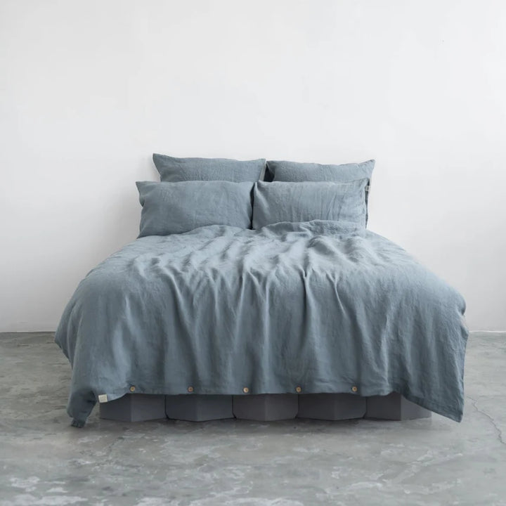 Blue Fog Linen Duvet Cover Set, 140x200 cm, Linen Tales