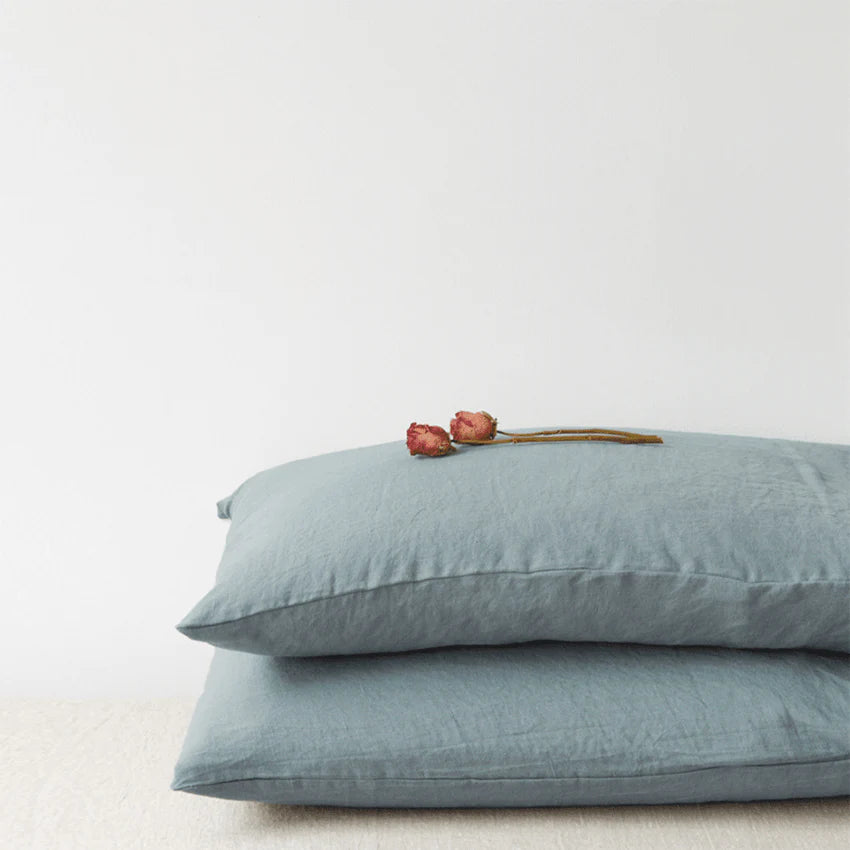Blue Fog Linen Pillowcase, 80x80 cm, Linen Tales