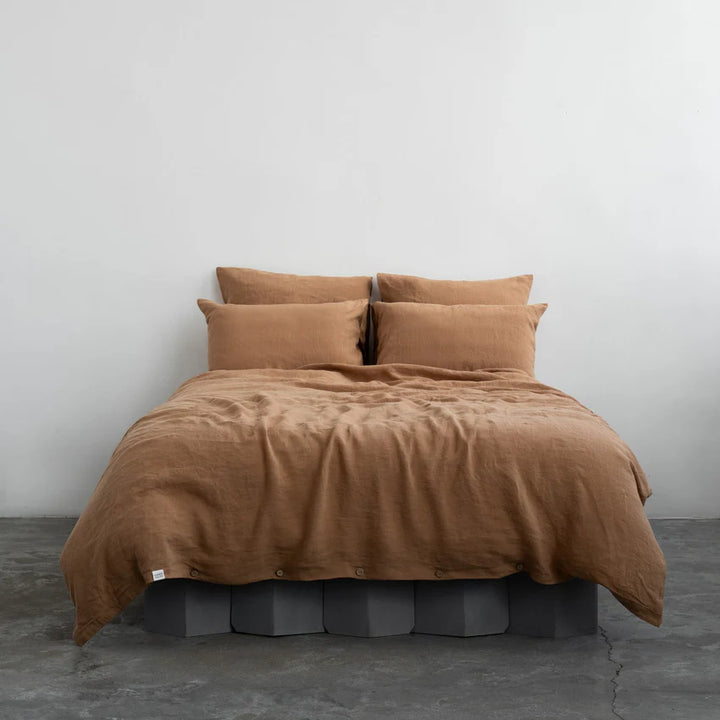 Camel Linen Duvet Cover Set, 200x220 cm, Linen Tales