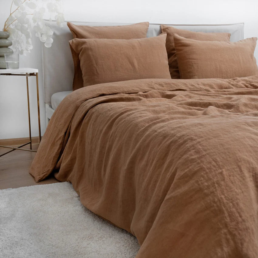 Camel Linen Duvet Cover Set, 200x220 cm, Linen Tales