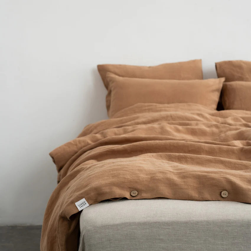 Camel Linen Duvet Cover Set, 200x220 cm, Linen Tales