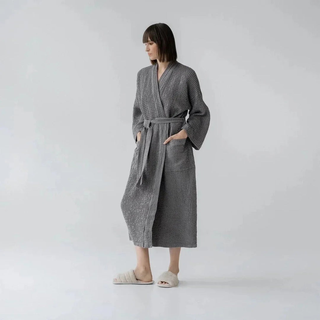 Župan Dark Grey, Velikost S/M, s příměsí lnu, tmavě šedý