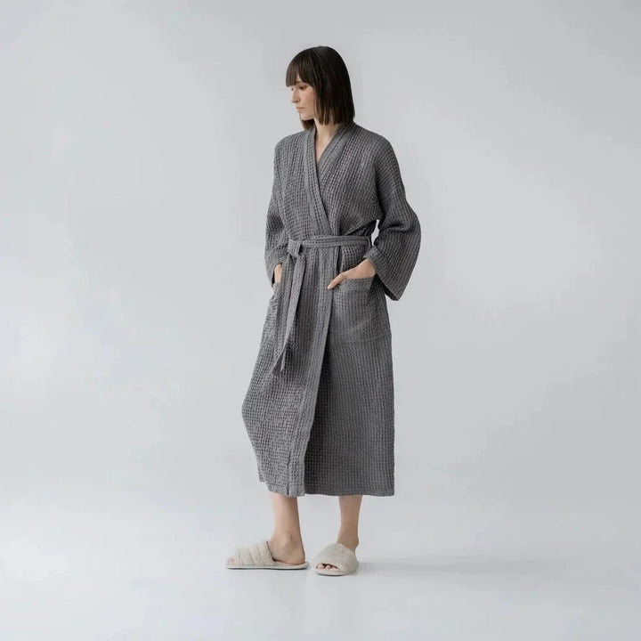 Župan Dark Grey, Velikost S/M, s příměsí lnu, tmavě šedý