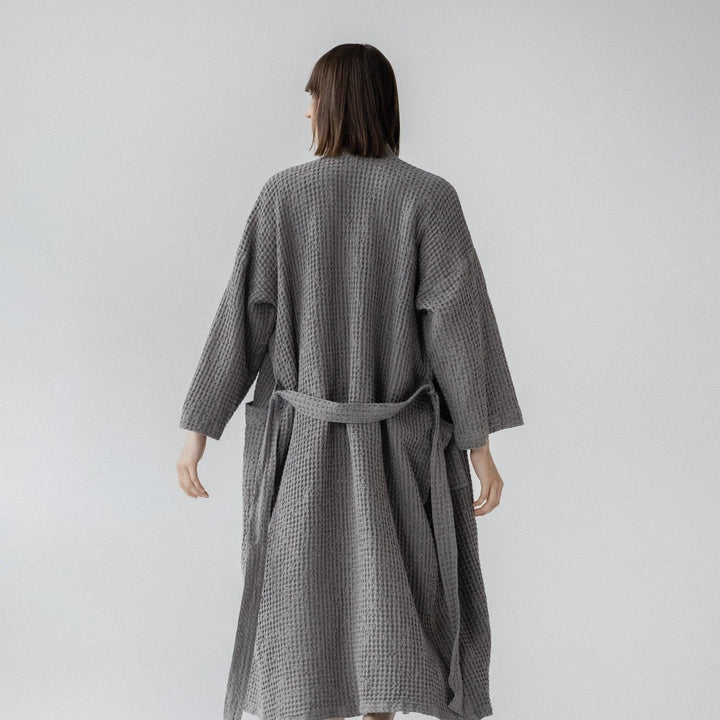 Župan Dark Grey, Velikost S/M, s příměsí lnu, tmavě šedý