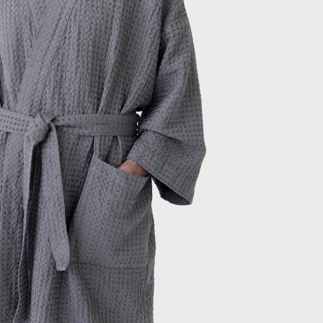 Župan Dark Grey, Velikost S/M, s příměsí lnu, tmavě šedý