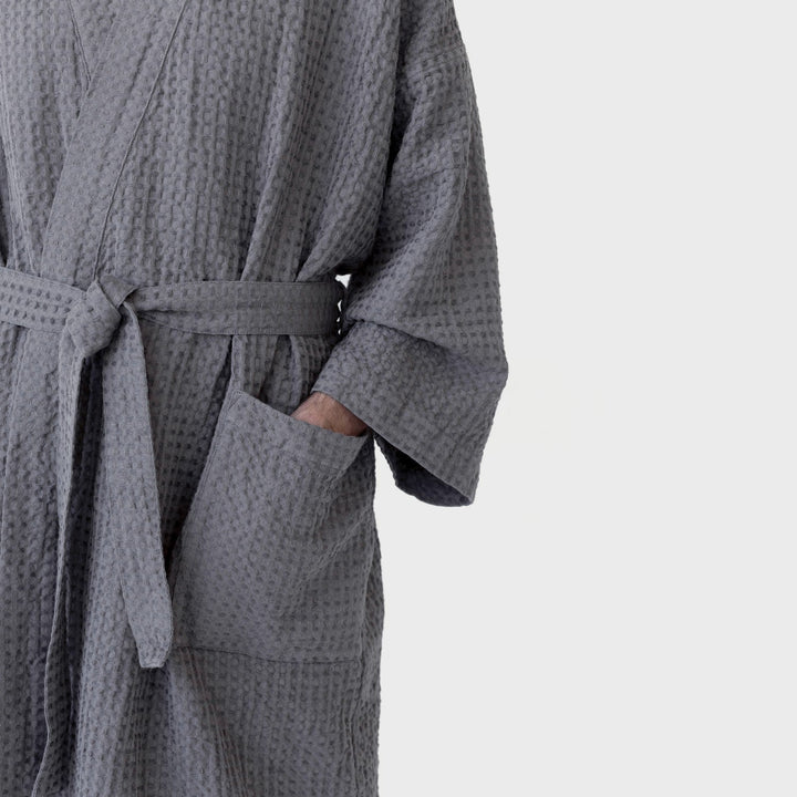 Župan Dark Grey, Velikost S/M, s příměsí lnu, tmavě šedý