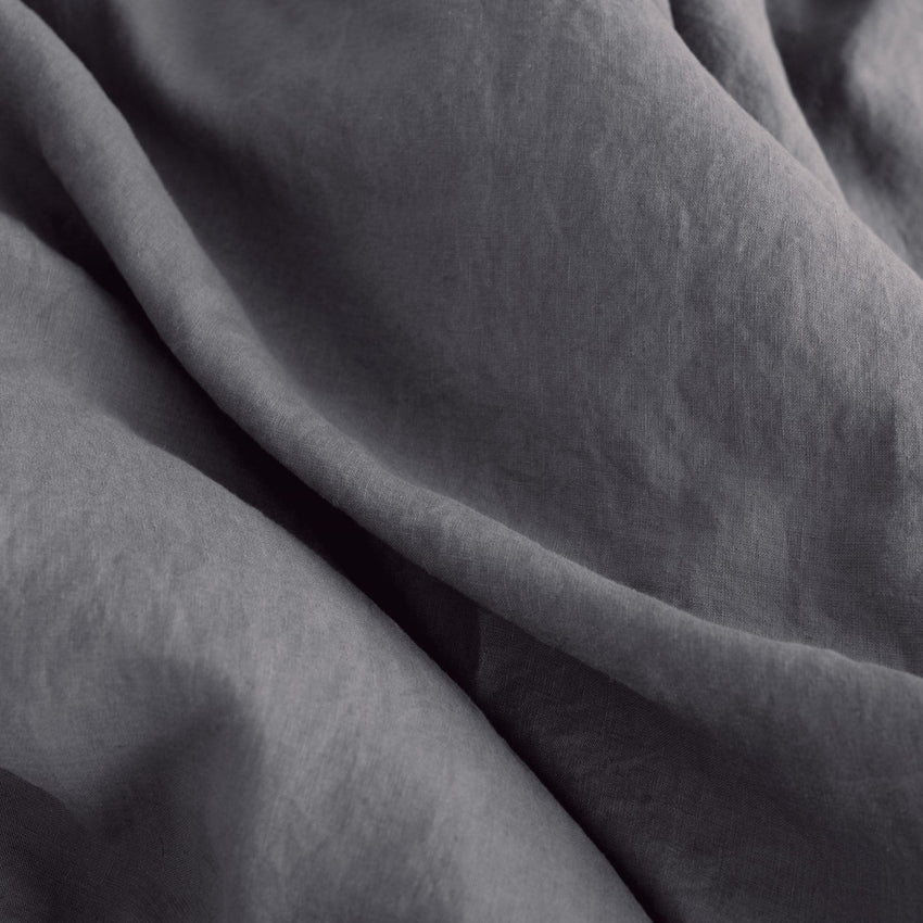 Dark Grey Linen Duvet Cover Set, 200x200 cm, Linen Tales