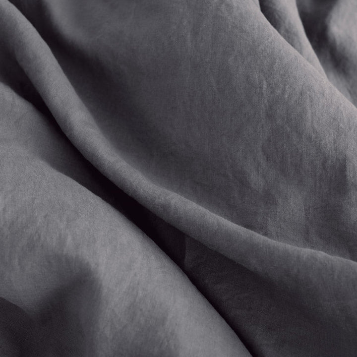 Dark Grey Linen Duvet Cover Set, 200x200 cm, Linen Tales