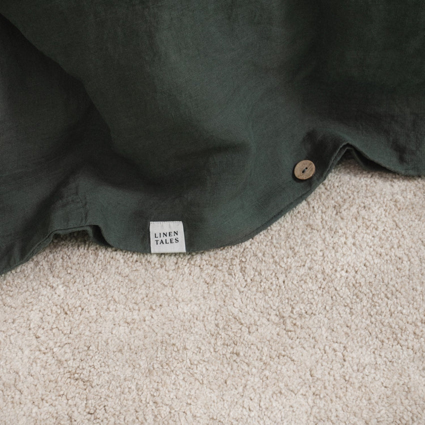 Forest Green Linen Duvet Cover Set, 200x200 cm, Linen Tales